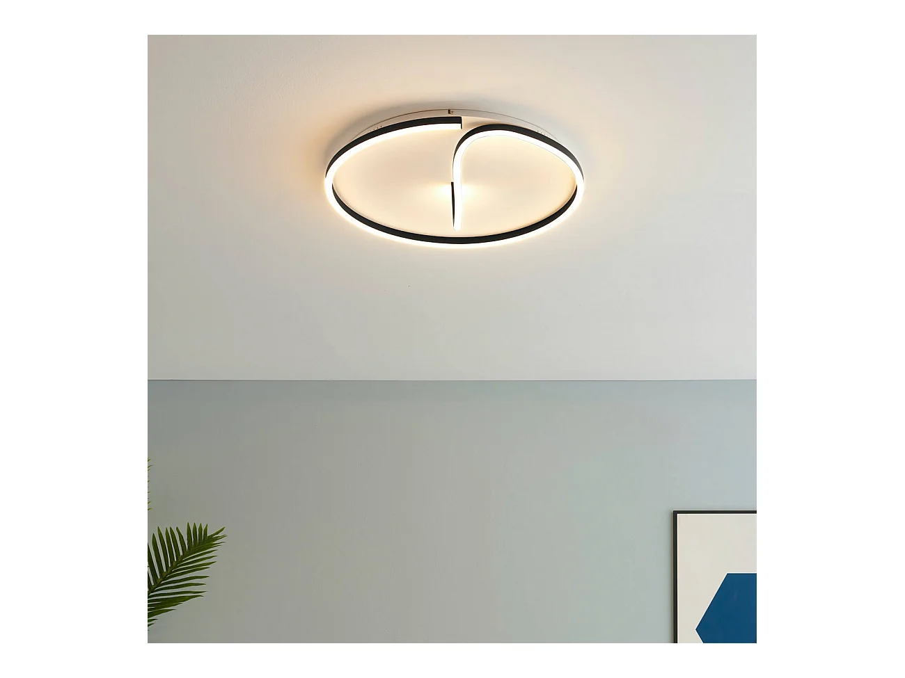 Plafonnier circulaire fin noir LED - Bowen