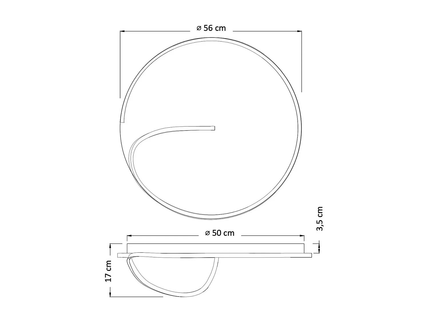 Plafonnier circulaire fin noir LED - Bowen