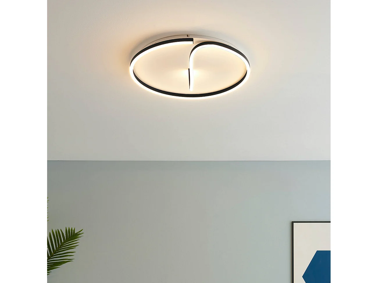 Plafonnier circulaire fin noir LED - Bowen