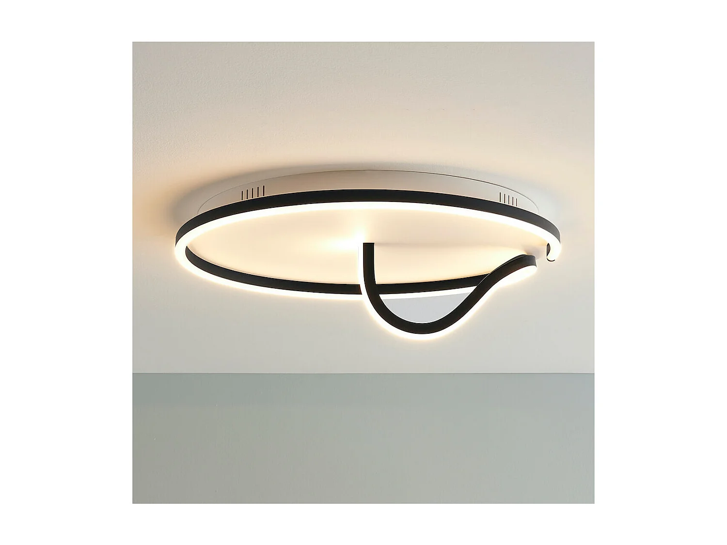 Plafonnier circulaire fin noir LED - Bowen