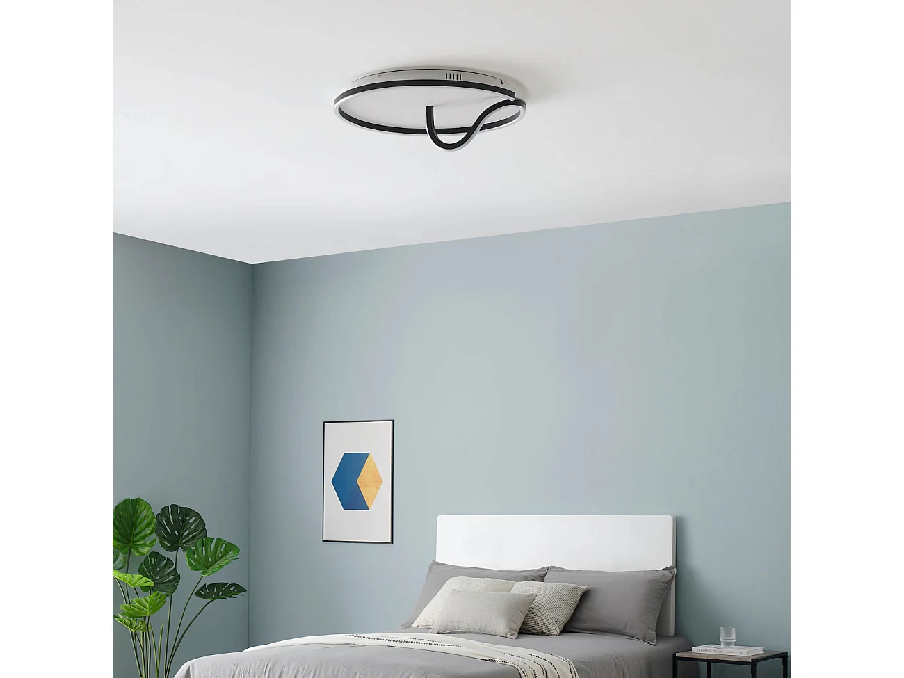 Plafonnier circulaire fin noir LED - Bowen
