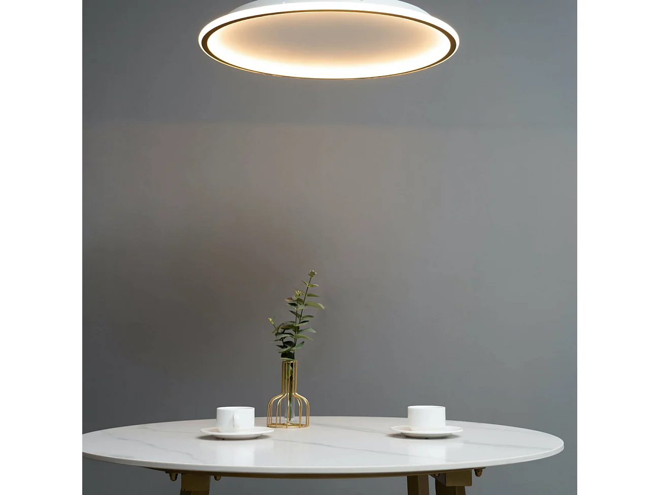 Plafonnier LED dimmable rond 60 cm cercle doré - Alessia