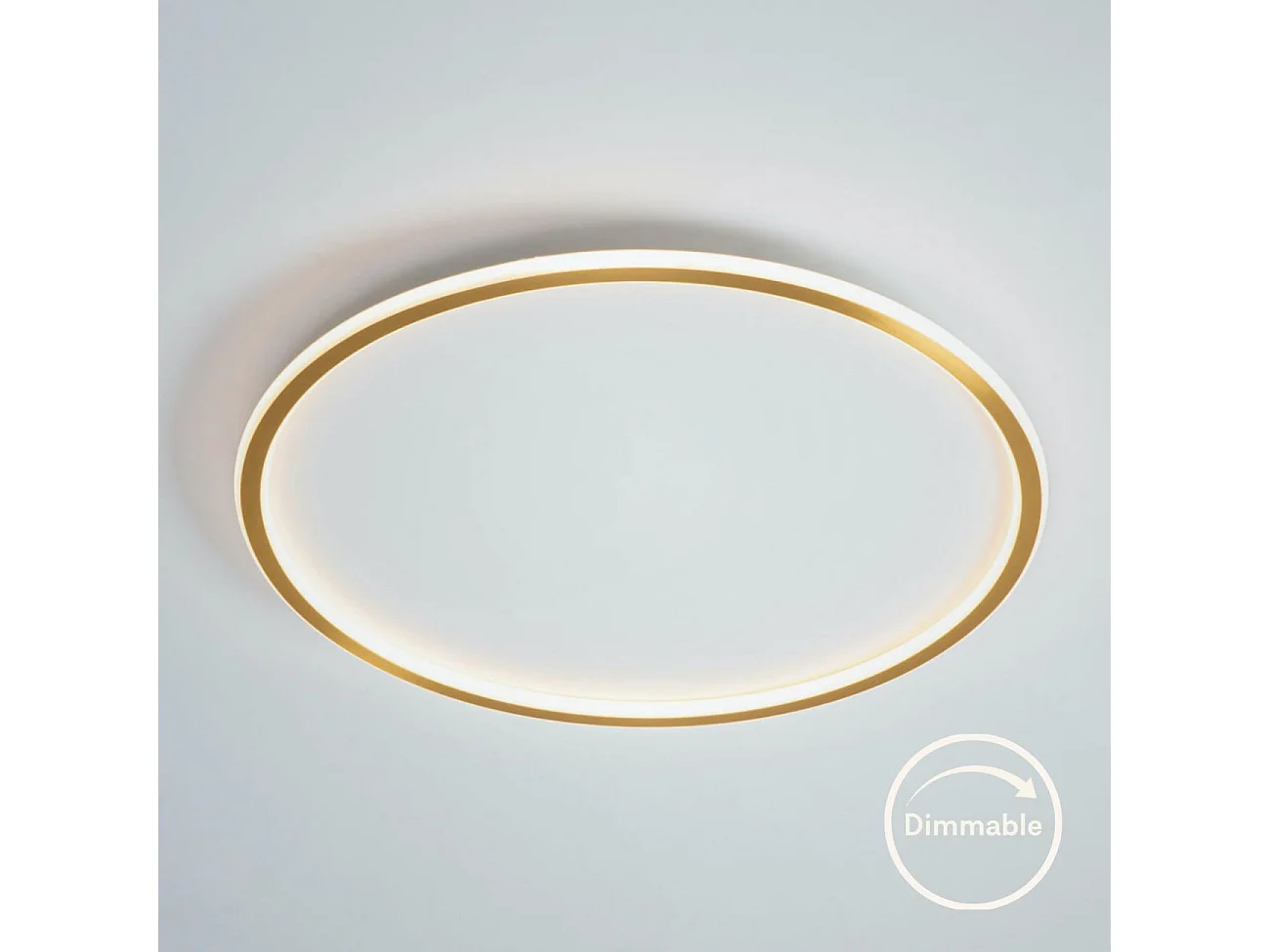 Plafonnier LED dimmable rond 60 cm cercle doré - Alessia