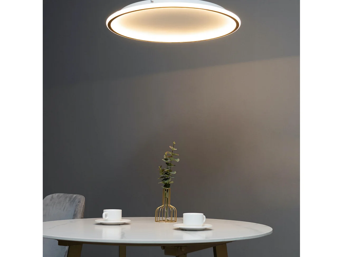 Plafonnier LED dimmable rond 60 cm cercle doré - Alessia
