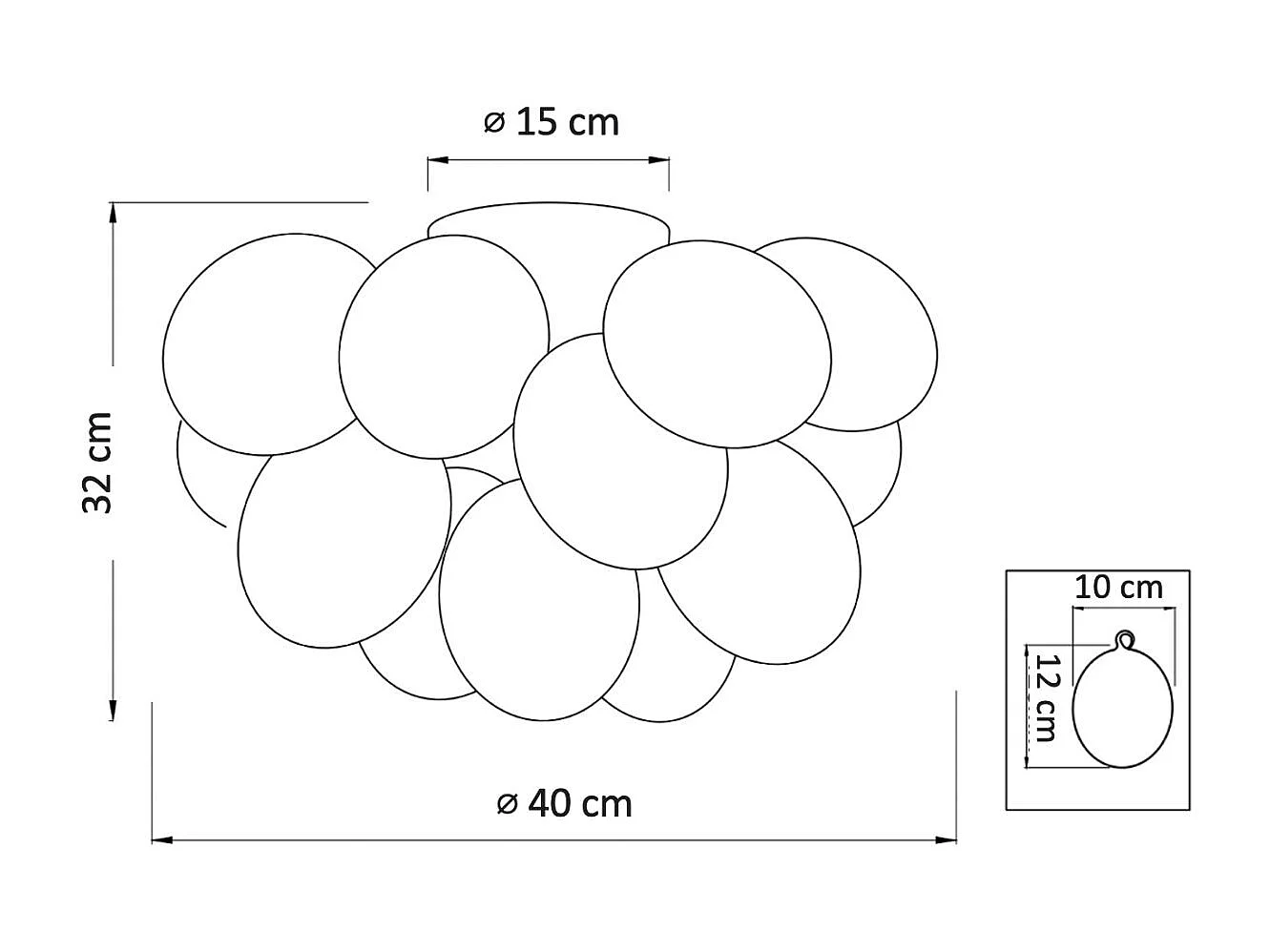 Plafonnier design grappe de 17 verres blancs - Bartali