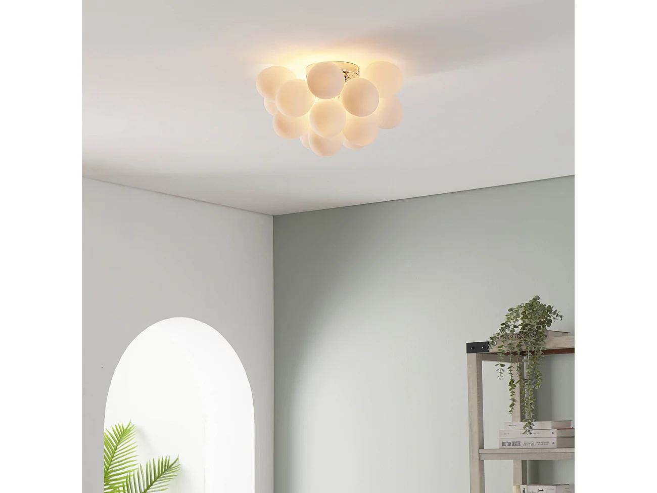 Plafonnier design grappe de 17 verres blancs - Bartali