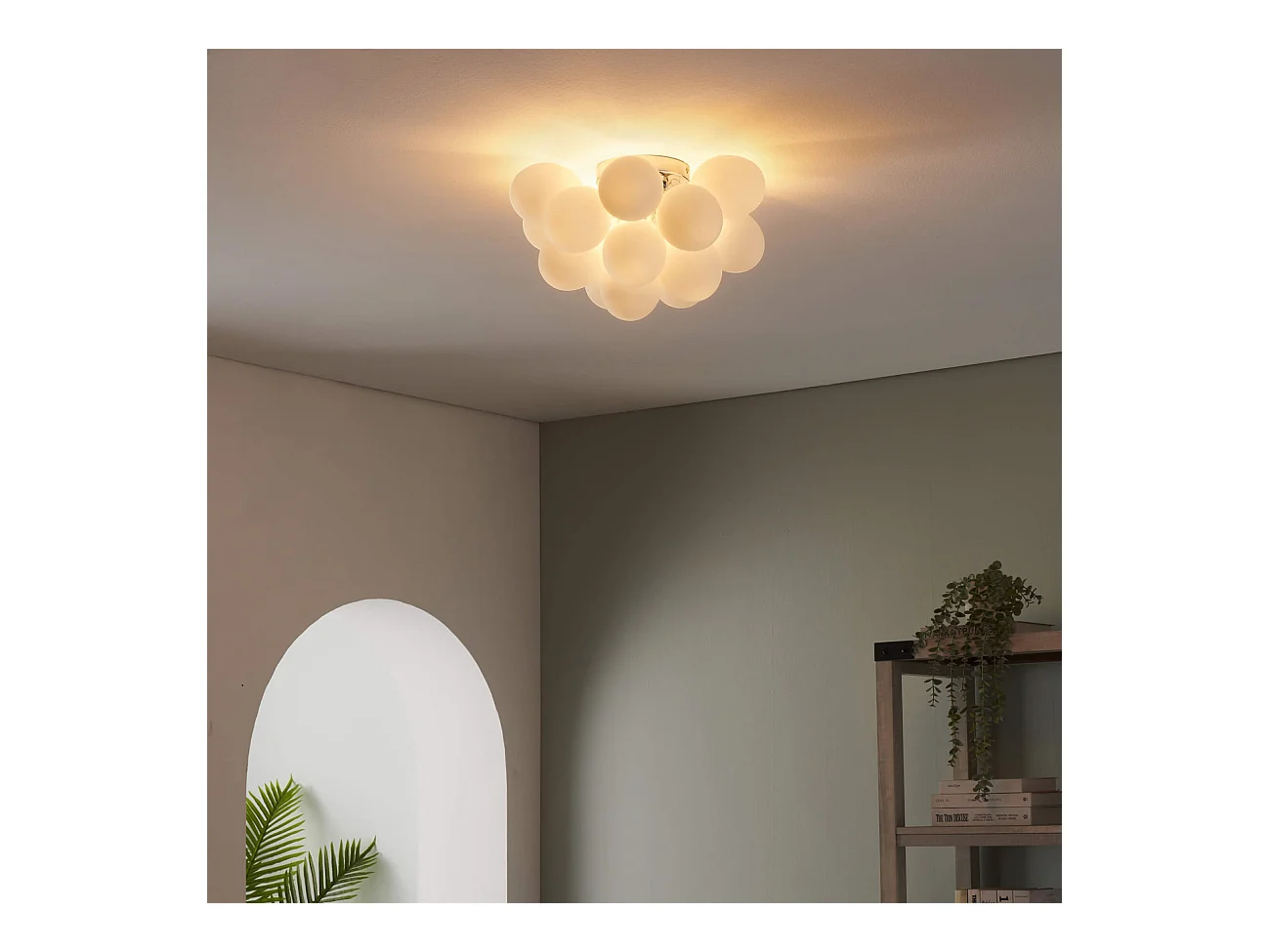 Plafonnier design grappe de 17 verres blancs - Bartali