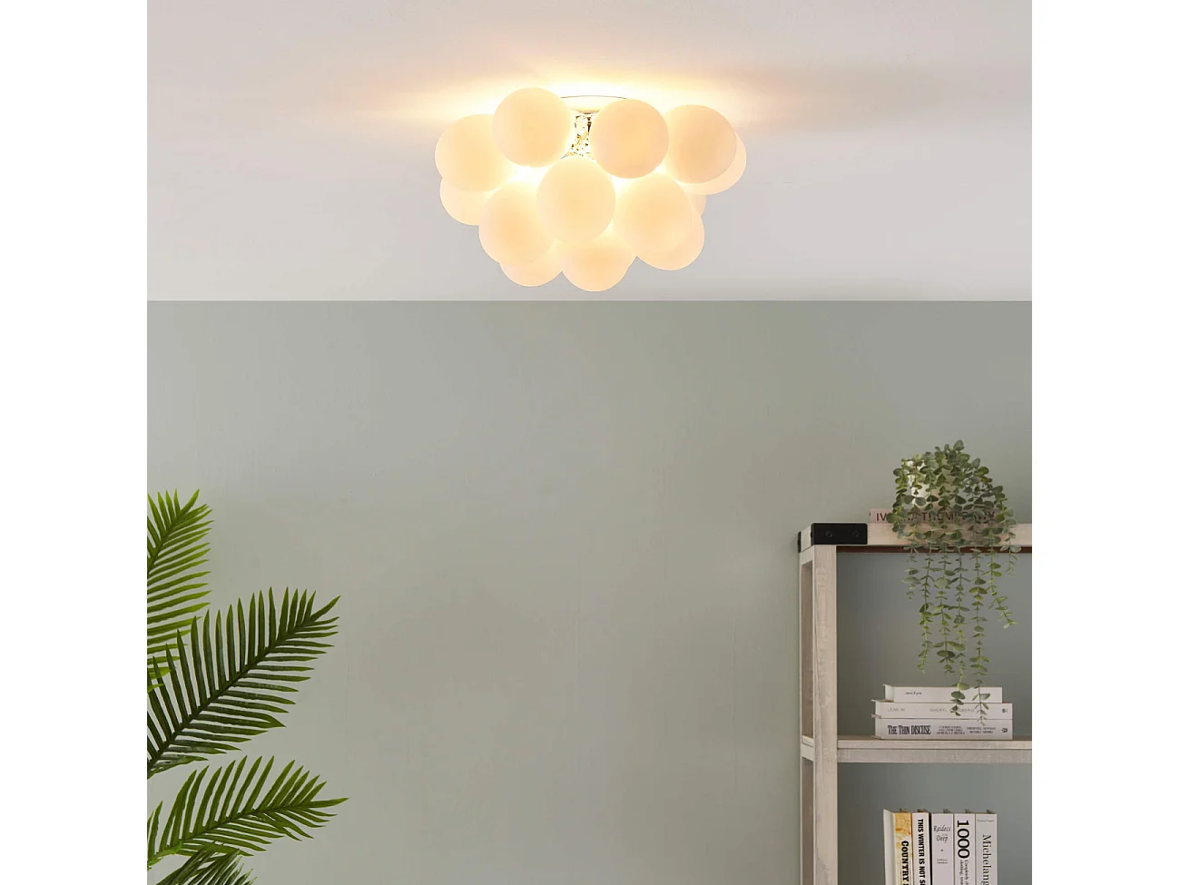 Plafonnier design grappe de 17 verres blancs - Bartali