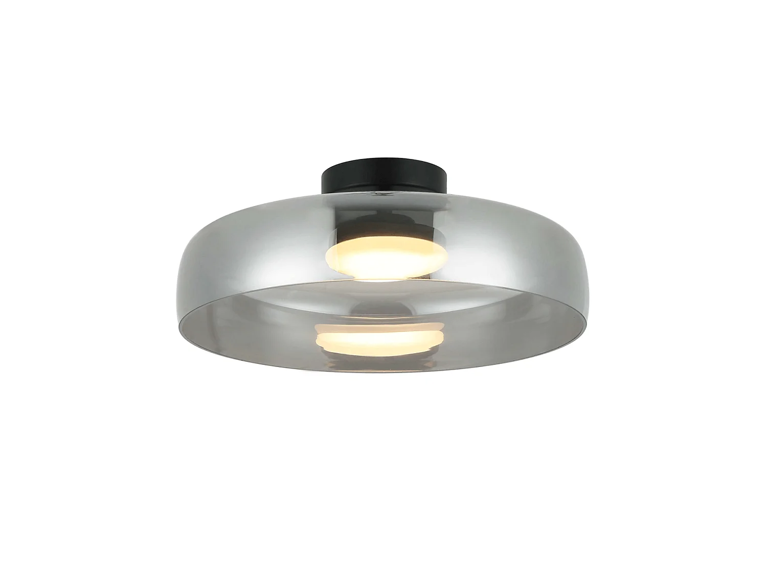 Plafonnier ou applique dôme en verre fumé et métal noir - Riccardo