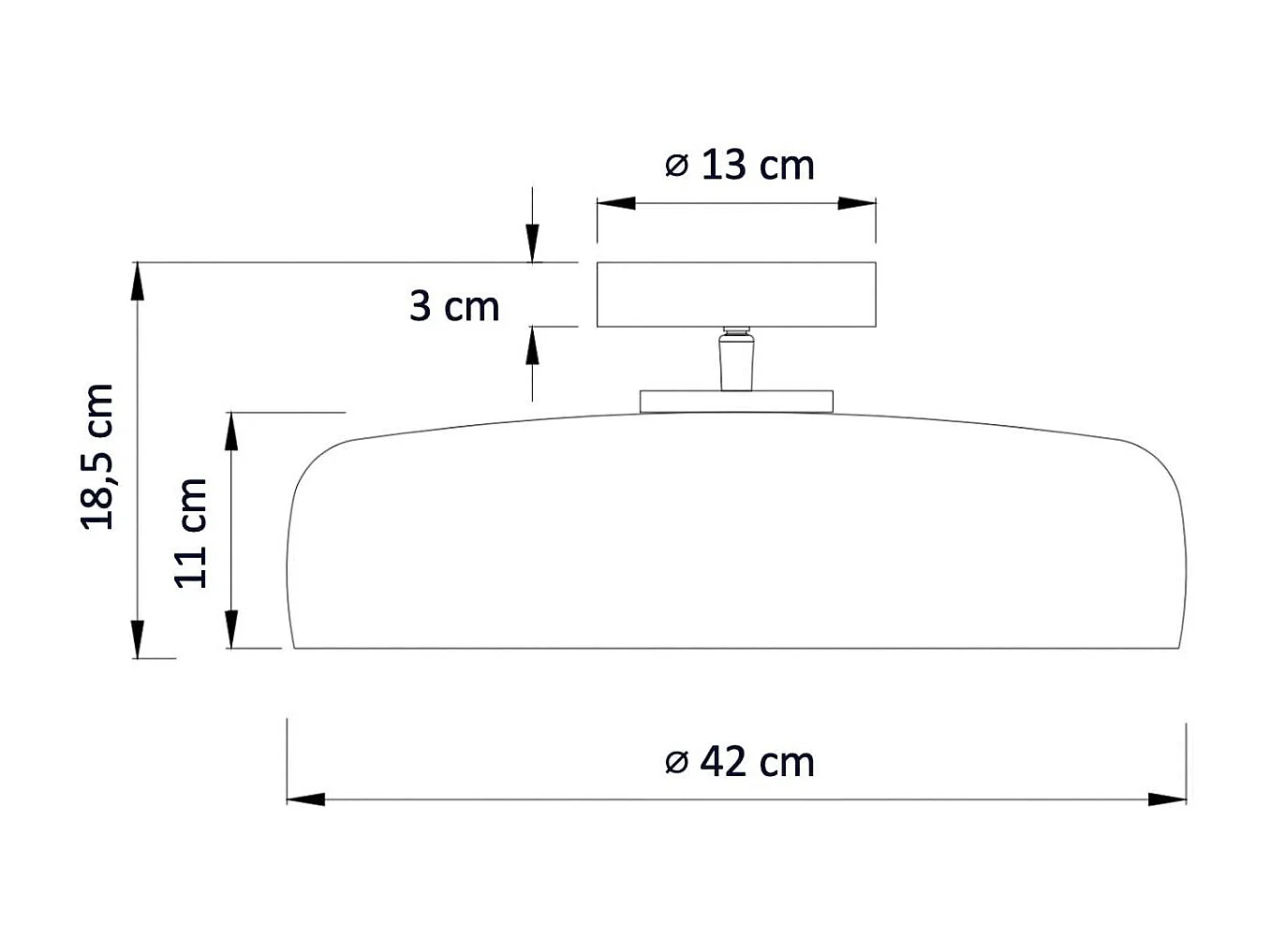 Plafonnier ou applique dôme en verre fumé et métal noir - Riccardo