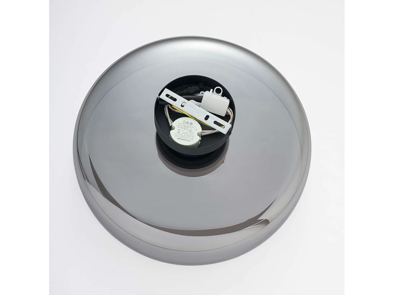 Plafonnier ou applique dôme en verre fumé et métal noir - Riccardo