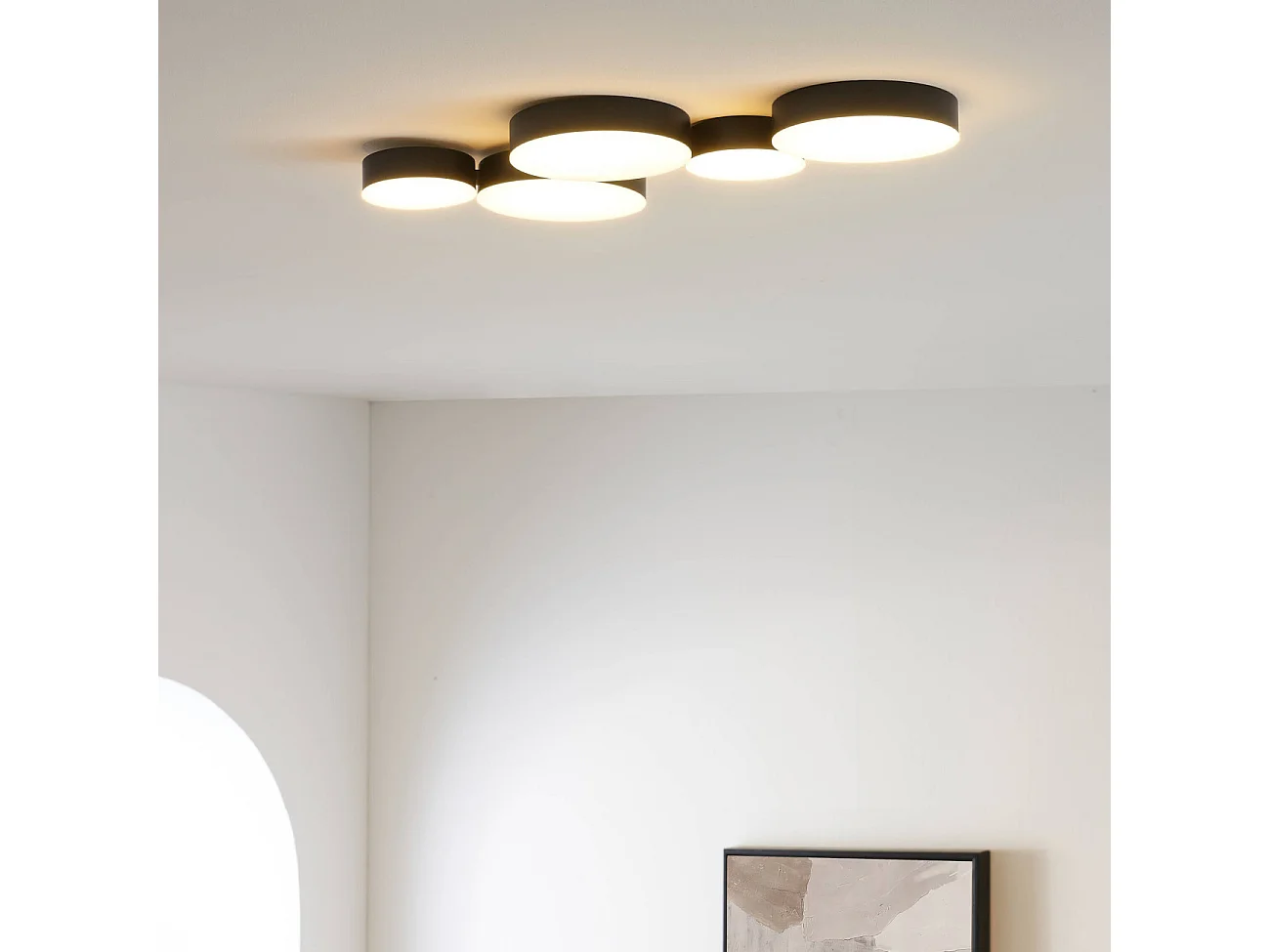 Plafonnier moderne noir 5 spots lumineux LED - Skavi
