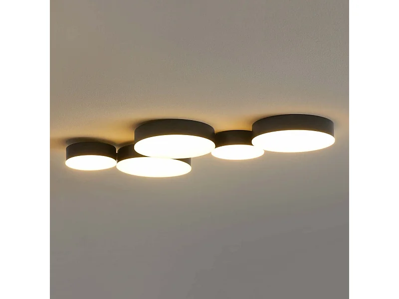Plafonnier moderne noir 5 spots lumineux LED - Skavi
