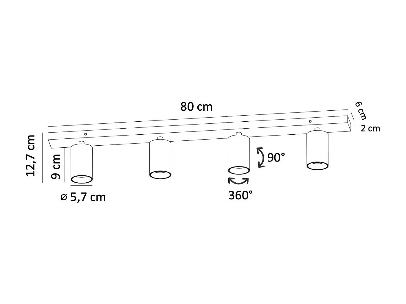 Plafonnier multi spots pivotants GU10 noir et doré - Lewis