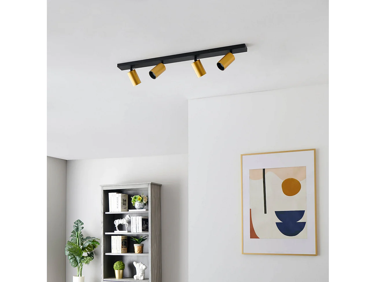 Plafonnier multi spots pivotants GU10 noir et doré - Lewis