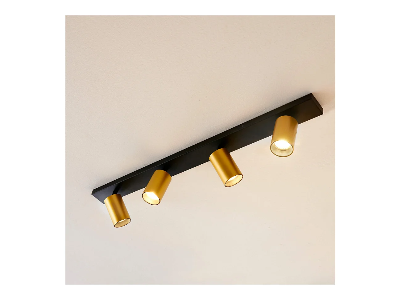 Plafonnier multi spots pivotants GU10 noir et doré - Lewis
