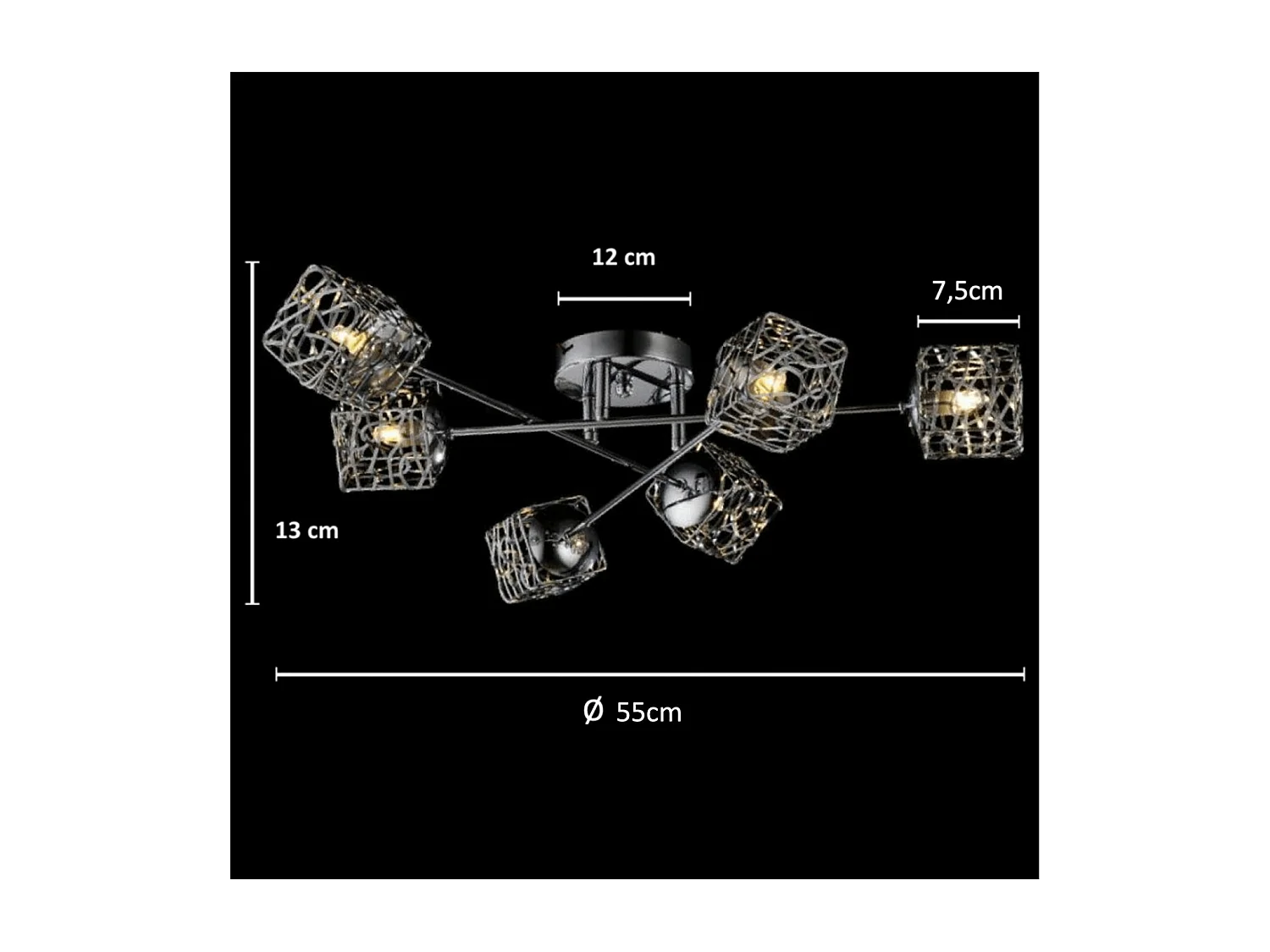 Plafonnier en métal APHYSE à 6 branches
