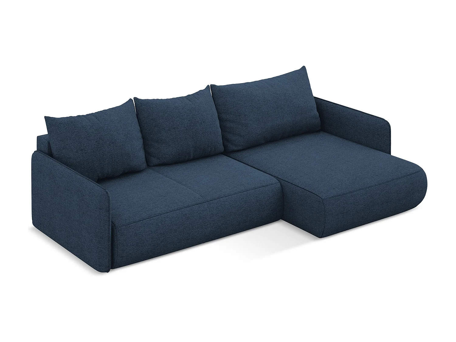 Ecksofa mit Schlaffunktion - Ecke Rechts - Chenille - Königsblau - NANEA