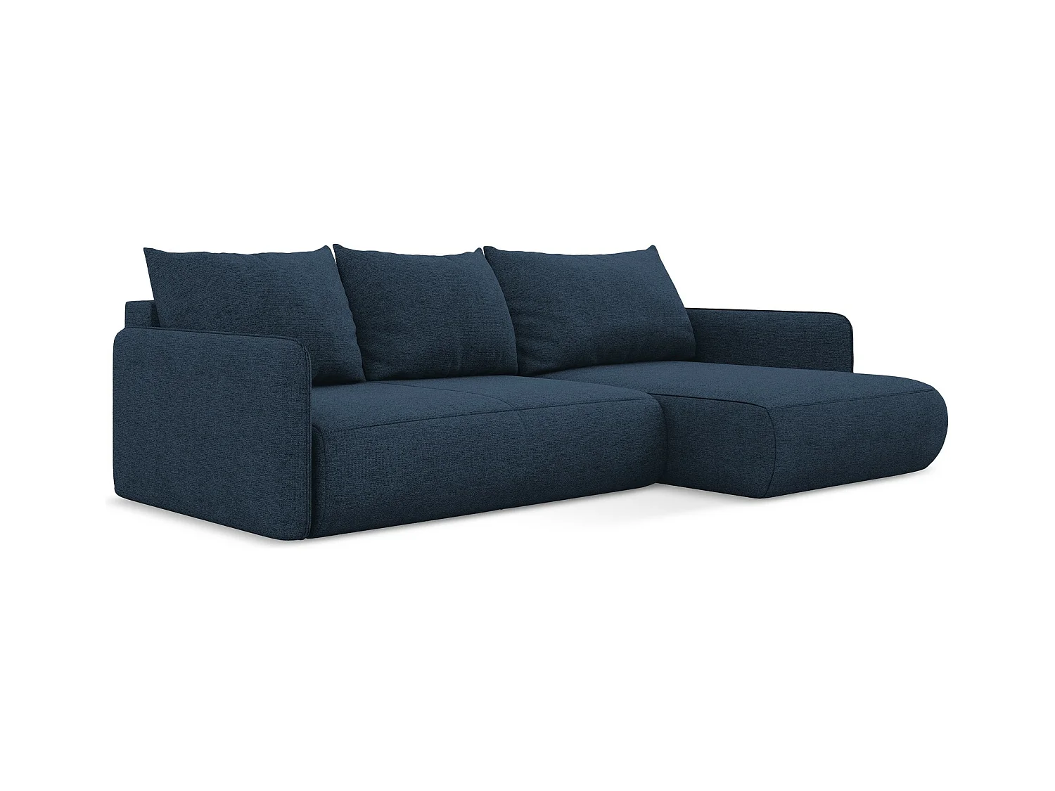 Ecksofa mit Schlaffunktion - Ecke Rechts - Chenille - Königsblau - NANEA