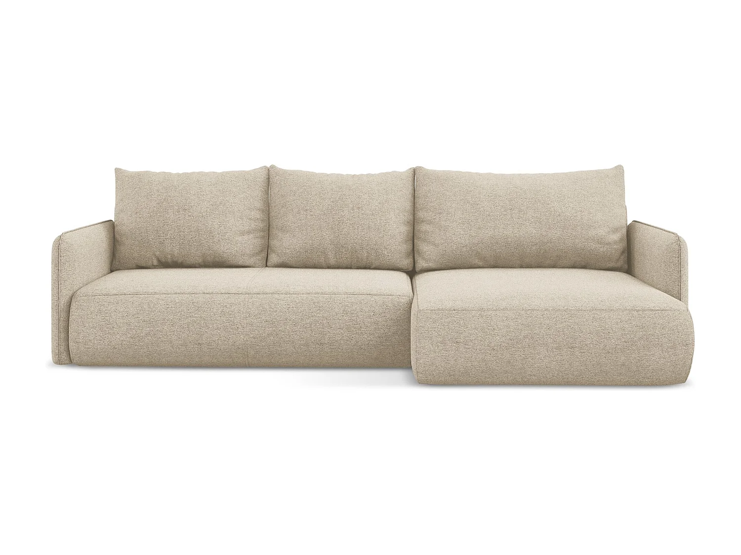 Ecksofa mit Schlaffunktion - Ecke Rechts - Chenille - Dunkelbeige - NANEA