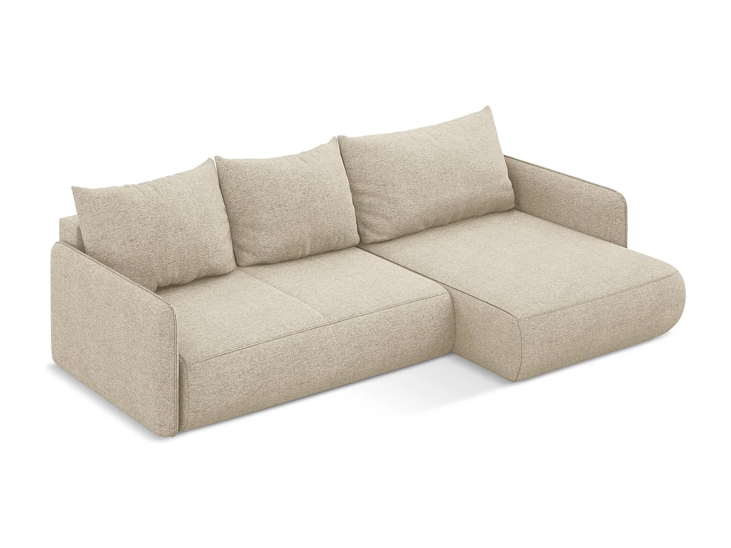 Ecksofa mit Schlaffunktion - Ecke Rechts - Chenille - Dunkelbeige - NANEA