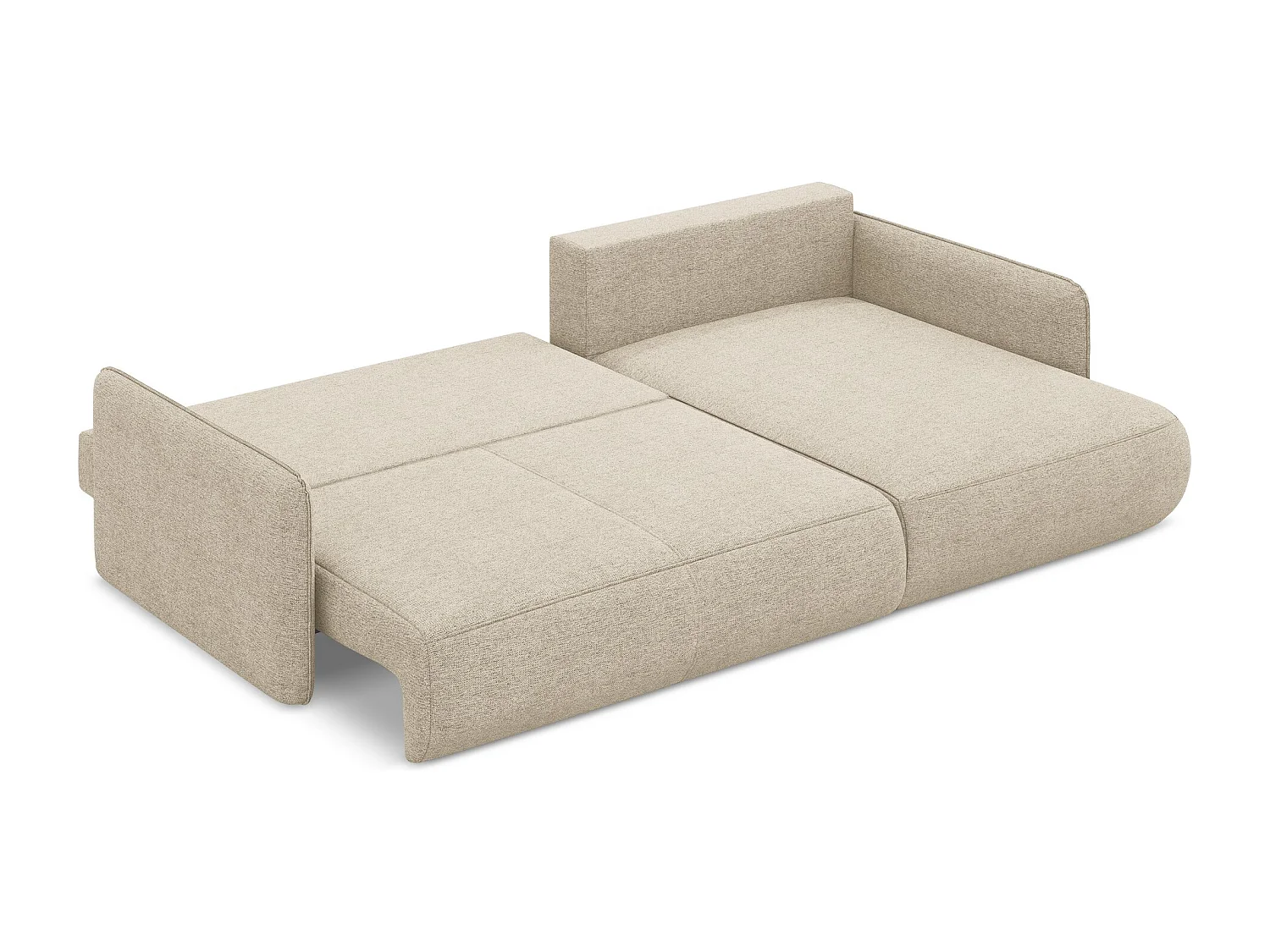 Ecksofa mit Schlaffunktion - Ecke Rechts - Chenille - Dunkelbeige - NANEA
