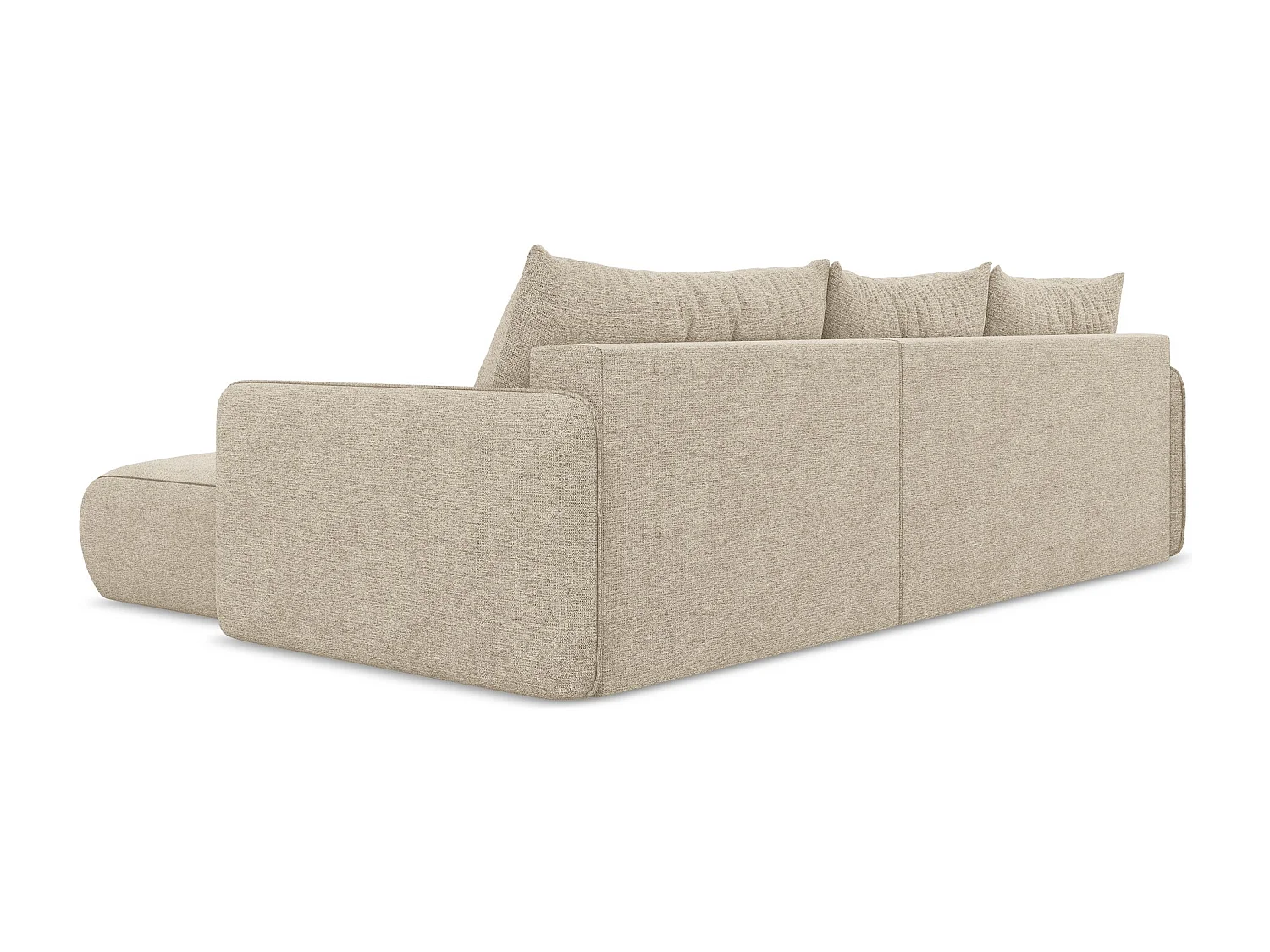 Ecksofa mit Schlaffunktion - Ecke Rechts - Chenille - Dunkelbeige - NANEA