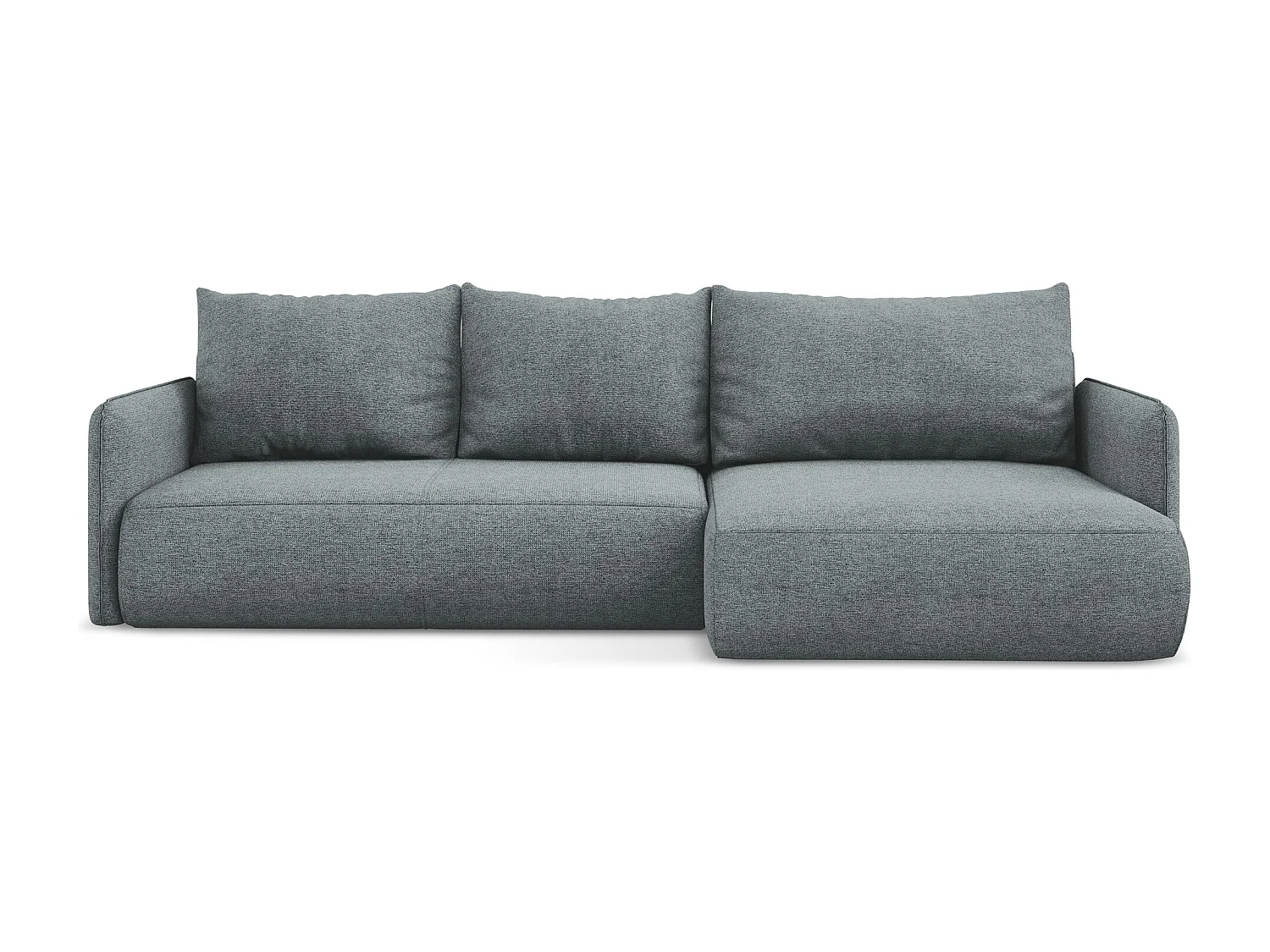 Ecksofa mit Schlaffunktion - Ecke Rechts - Chenille - Jeans - NANEA