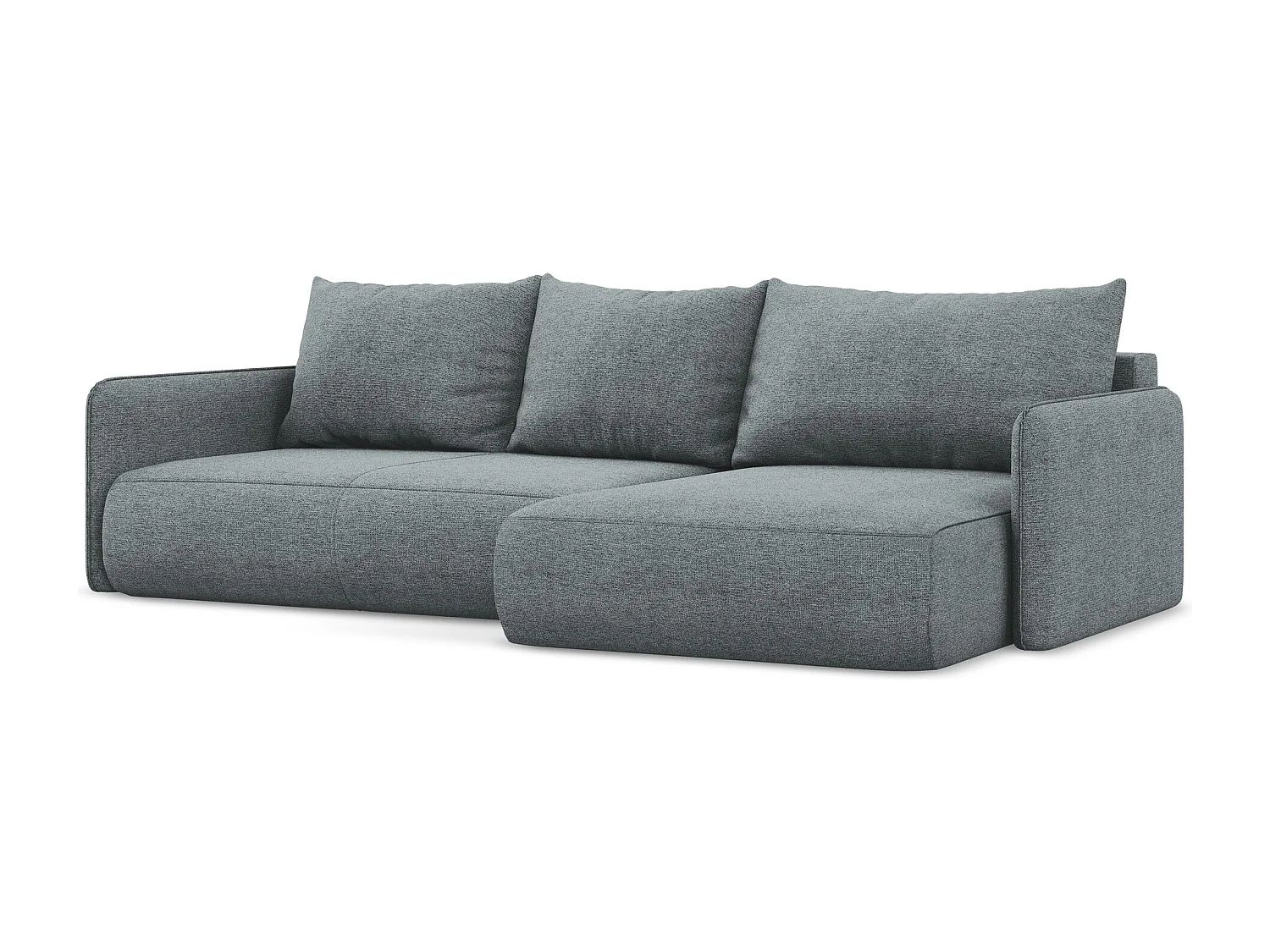 Ecksofa mit Schlaffunktion - Ecke Rechts - Chenille - Jeans - NANEA