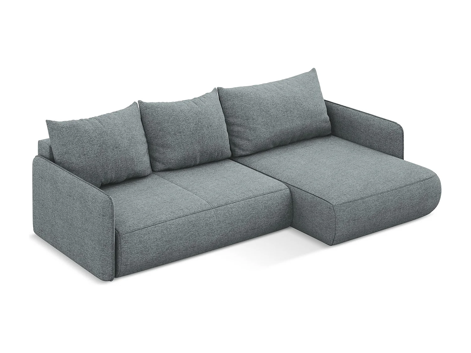 Ecksofa mit Schlaffunktion - Ecke Rechts - Chenille - Jeans - NANEA