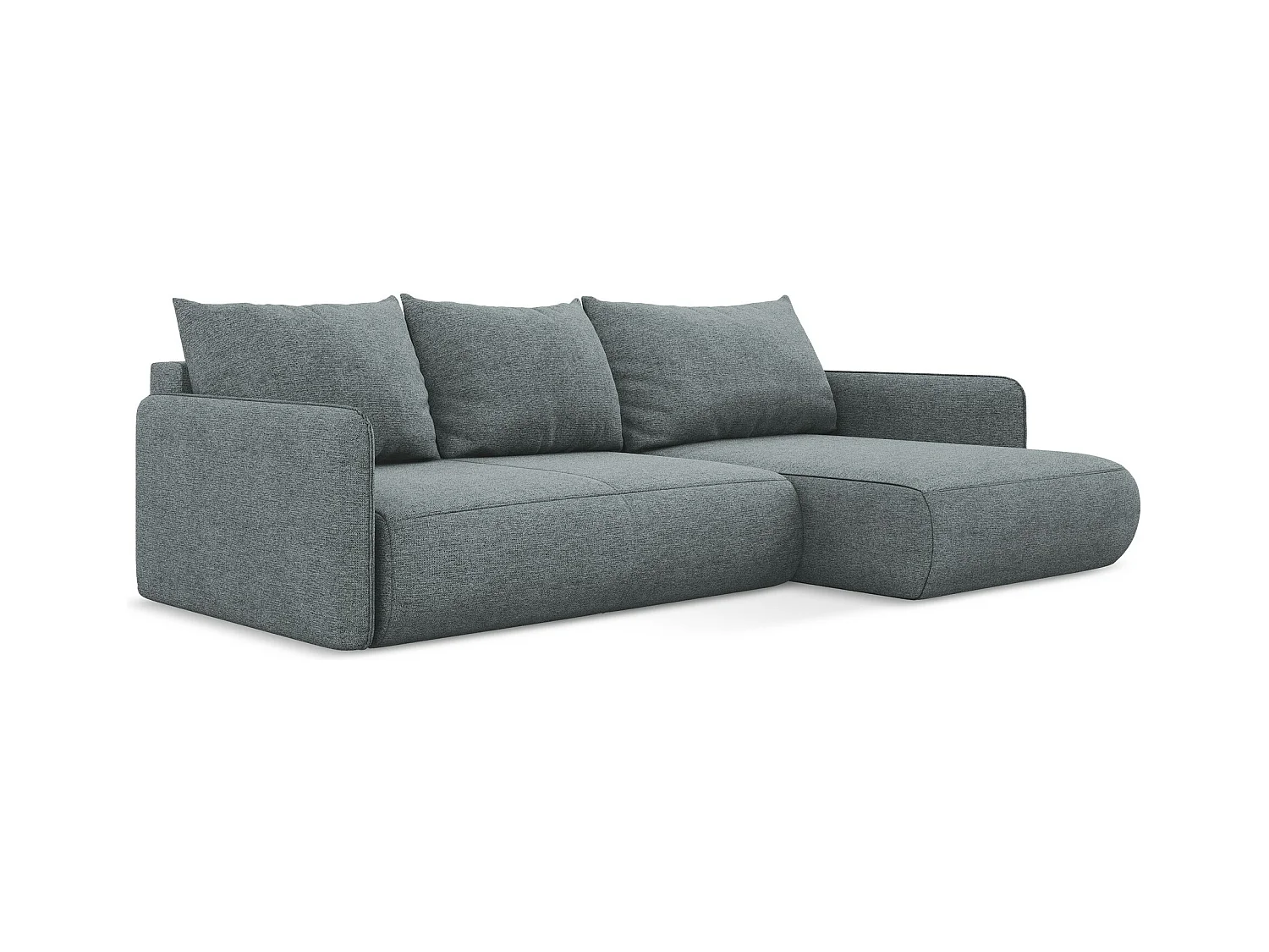 Ecksofa mit Schlaffunktion - Ecke Rechts - Chenille - Jeans - NANEA
