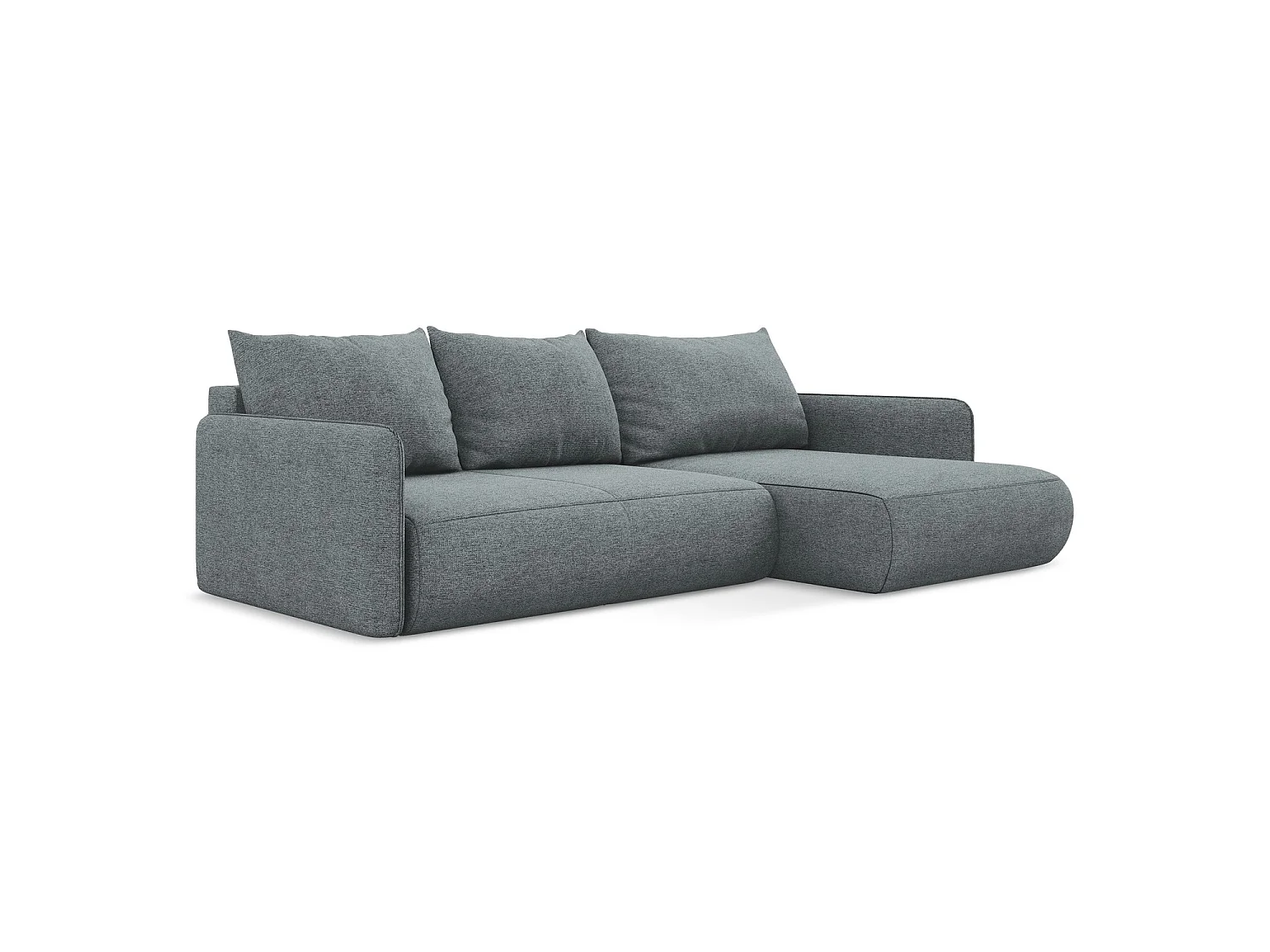 Narożnik prawostronny z funkcją spania - z tkaniny szenilowej - jeans - PALERMO