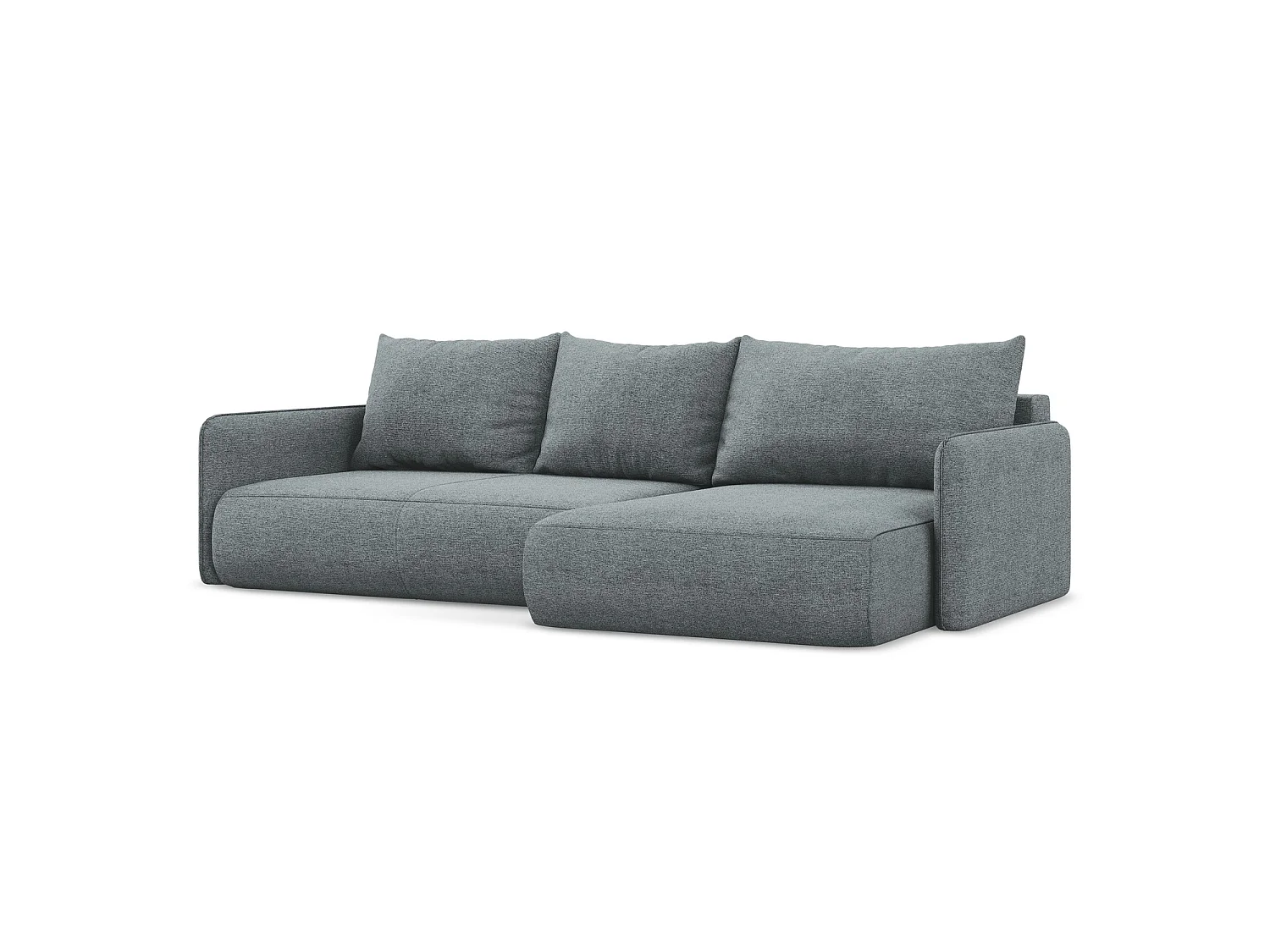 Narożnik prawostronny z funkcją spania - z tkaniny szenilowej - jeans - PALERMO