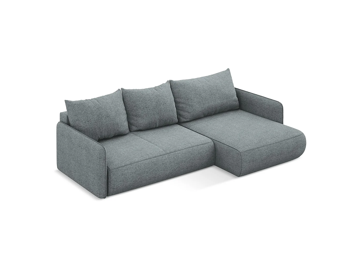 Narożnik prawostronny z funkcją spania - z tkaniny szenilowej - jeans - PALERMO