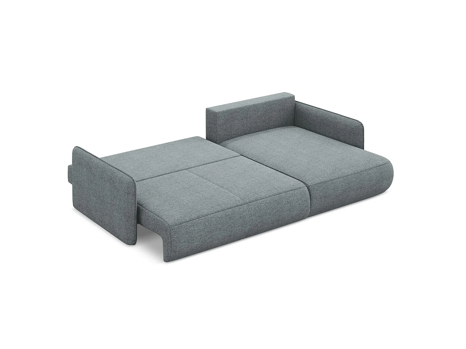 Narożnik prawostronny z funkcją spania - z tkaniny szenilowej - jeans - PALERMO