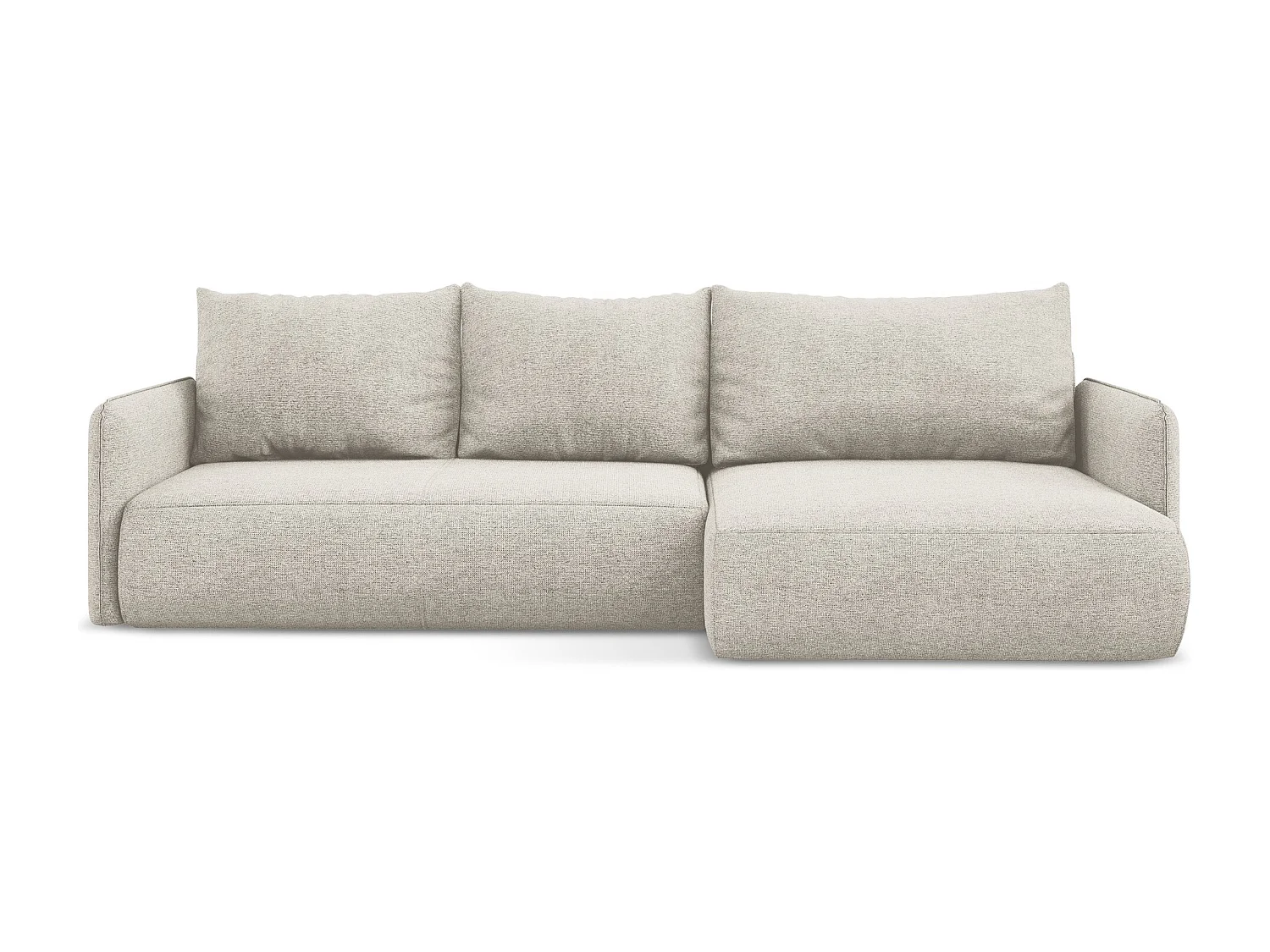 Hoekslaapbank rechts van zilver chenille stof - NANEA