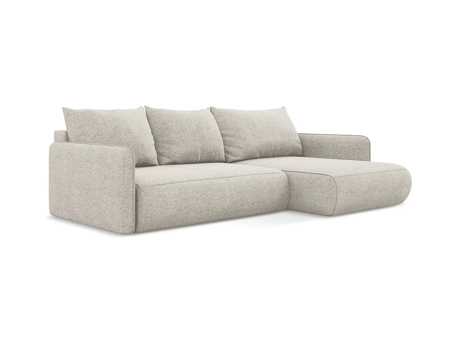 Ecksofa mit Schlaffunktion - Ecke Rechts - Chenille - Silber - NANEA