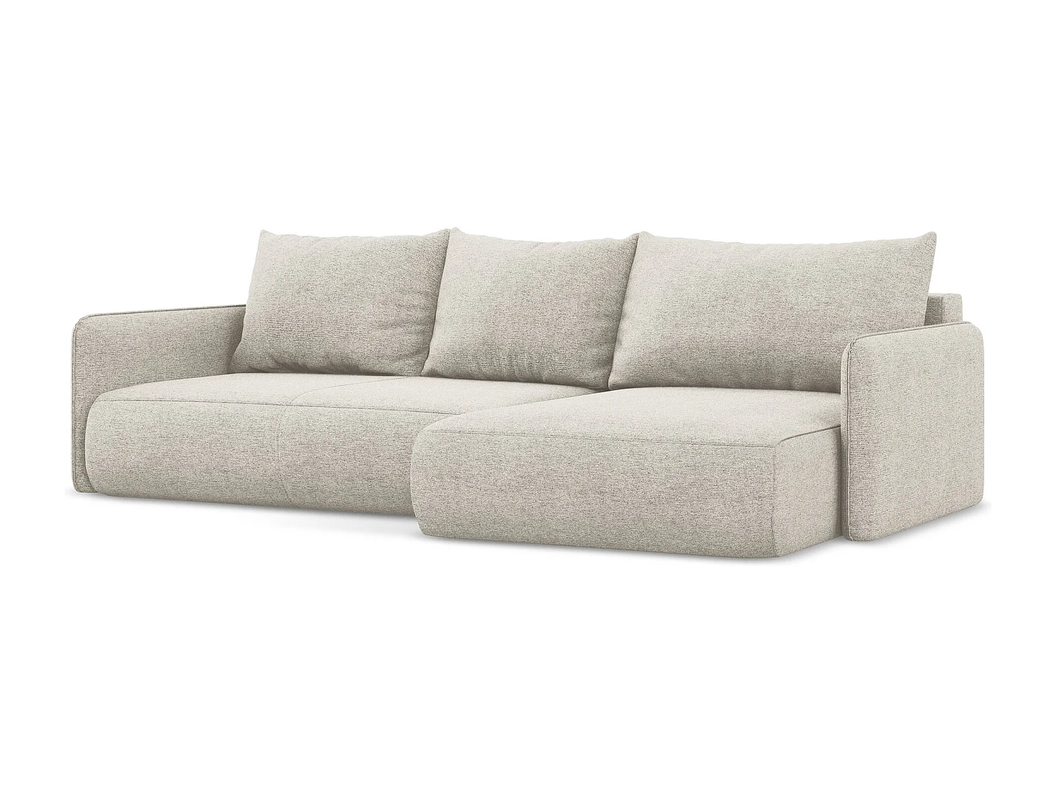 Narożnik prawostronny z funkcją spania - z tkaniny szenilowej - srebrny - NANEA