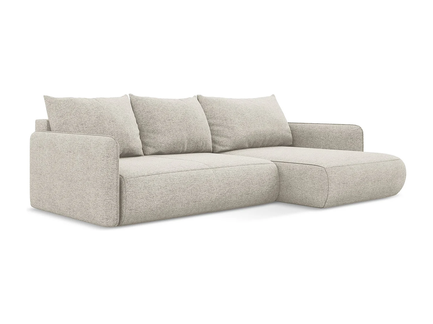 Narożnik prawostronny z funkcją spania - z tkaniny szenilowej - srebrny - NANEA