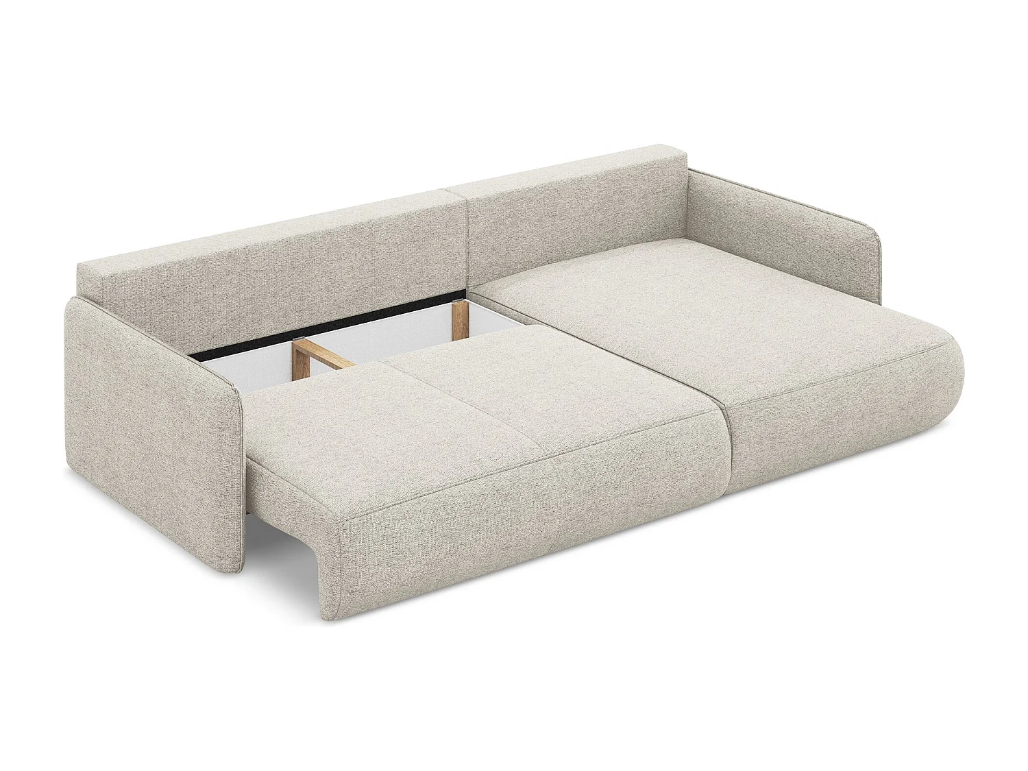 Narożnik prawostronny z funkcją spania - z tkaniny szenilowej - srebrny - NANEA