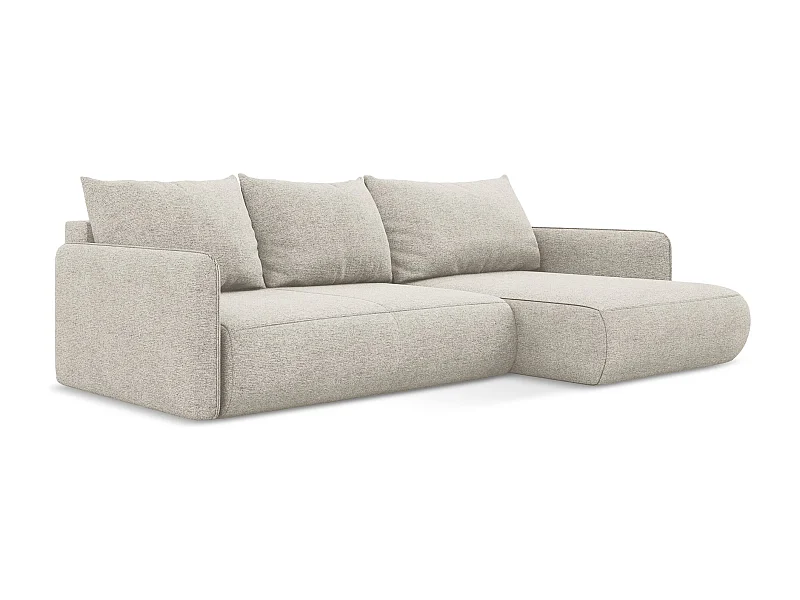 Canapé d’angle 3 places droit convertible en tissu chenille - argent - NANEA