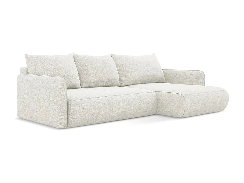 Ecksofa mit Schlaffunktion - Ecke Rechts - Chenille - Weiß - NANEA