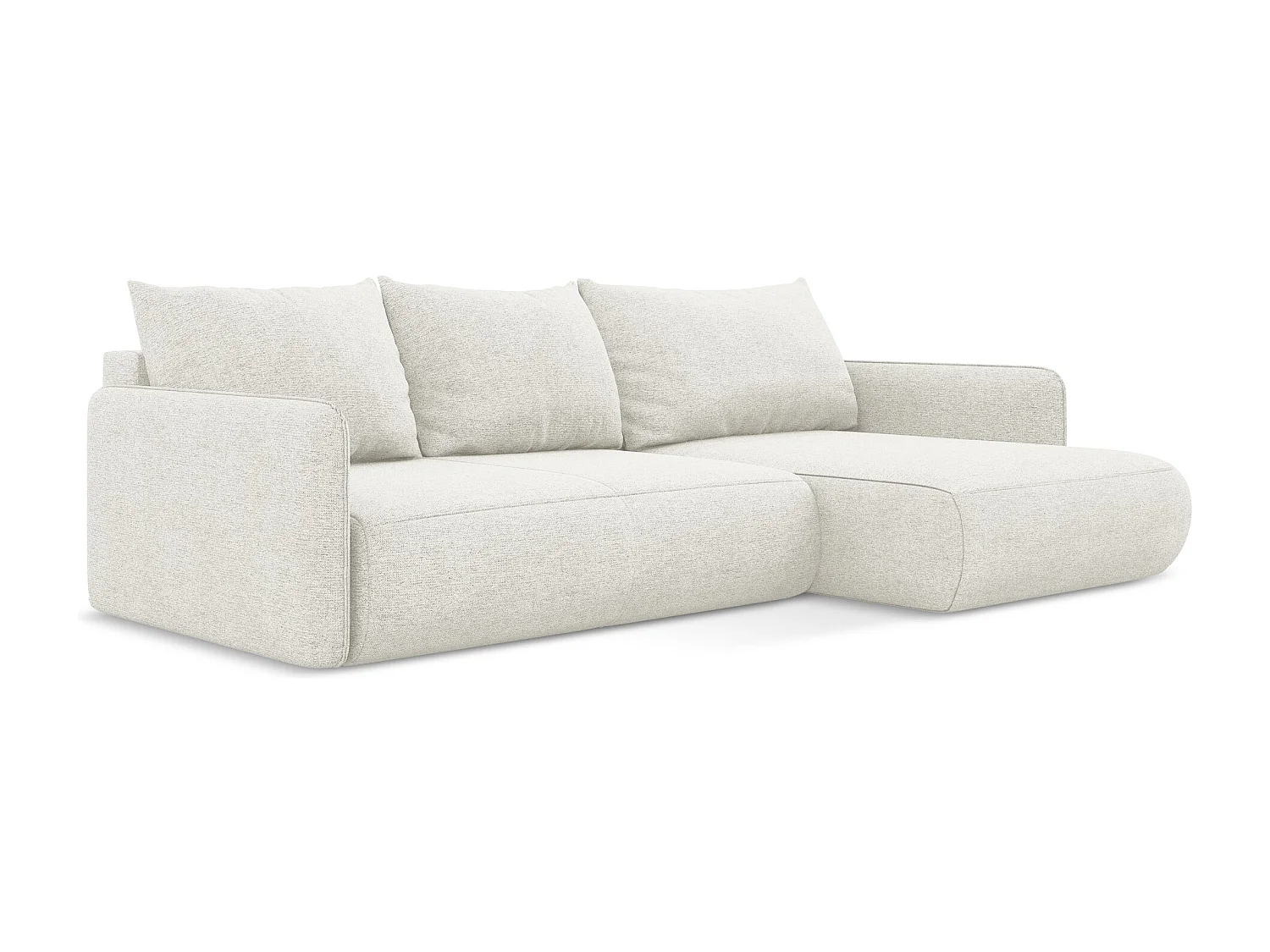 Sofá esquinero convertible 3 plazas derecho de tela chenilla blanco - NANEA