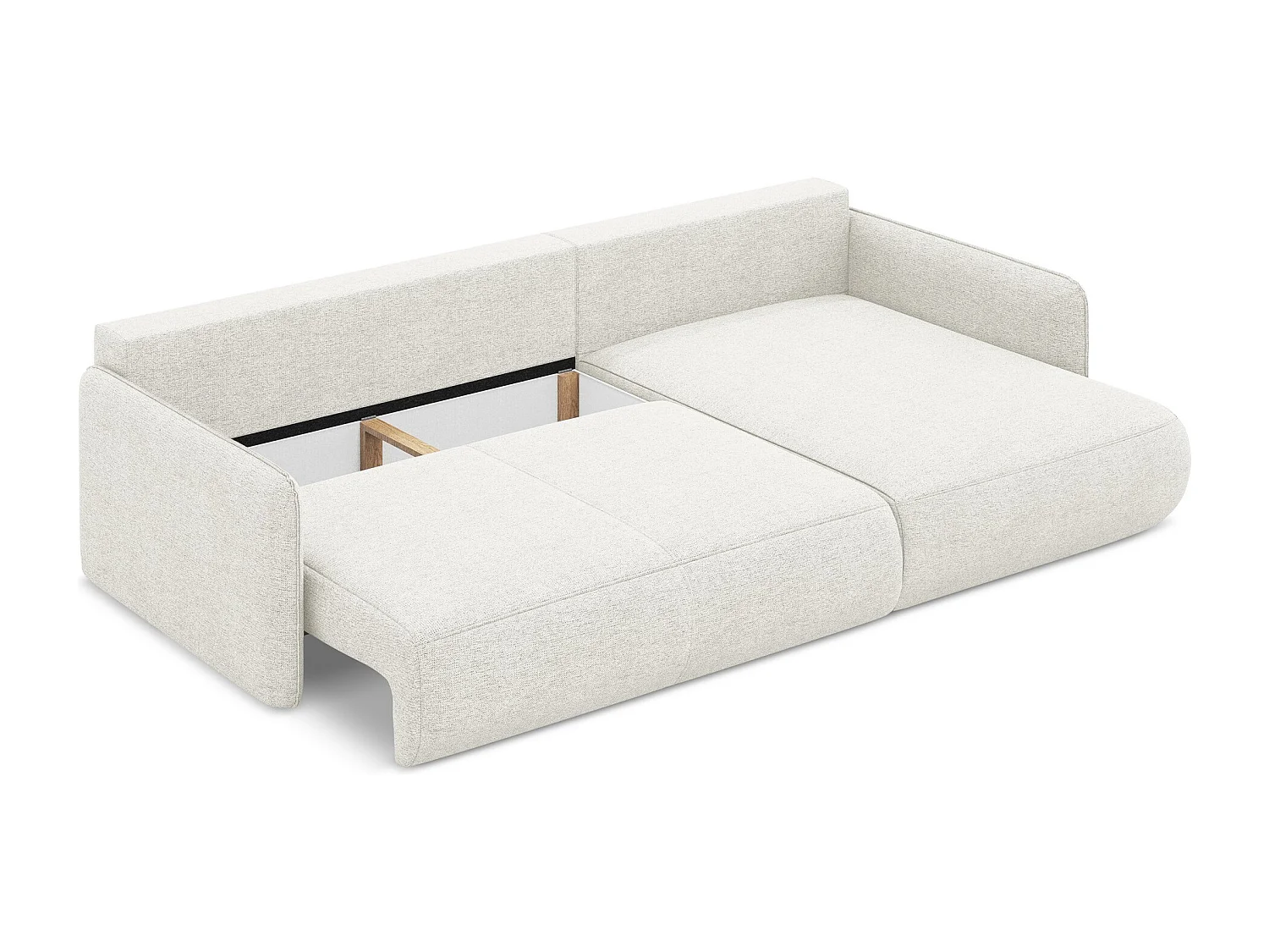 Sofá esquinero convertible 3 plazas derecho de tela chenilla blanco - NANEA