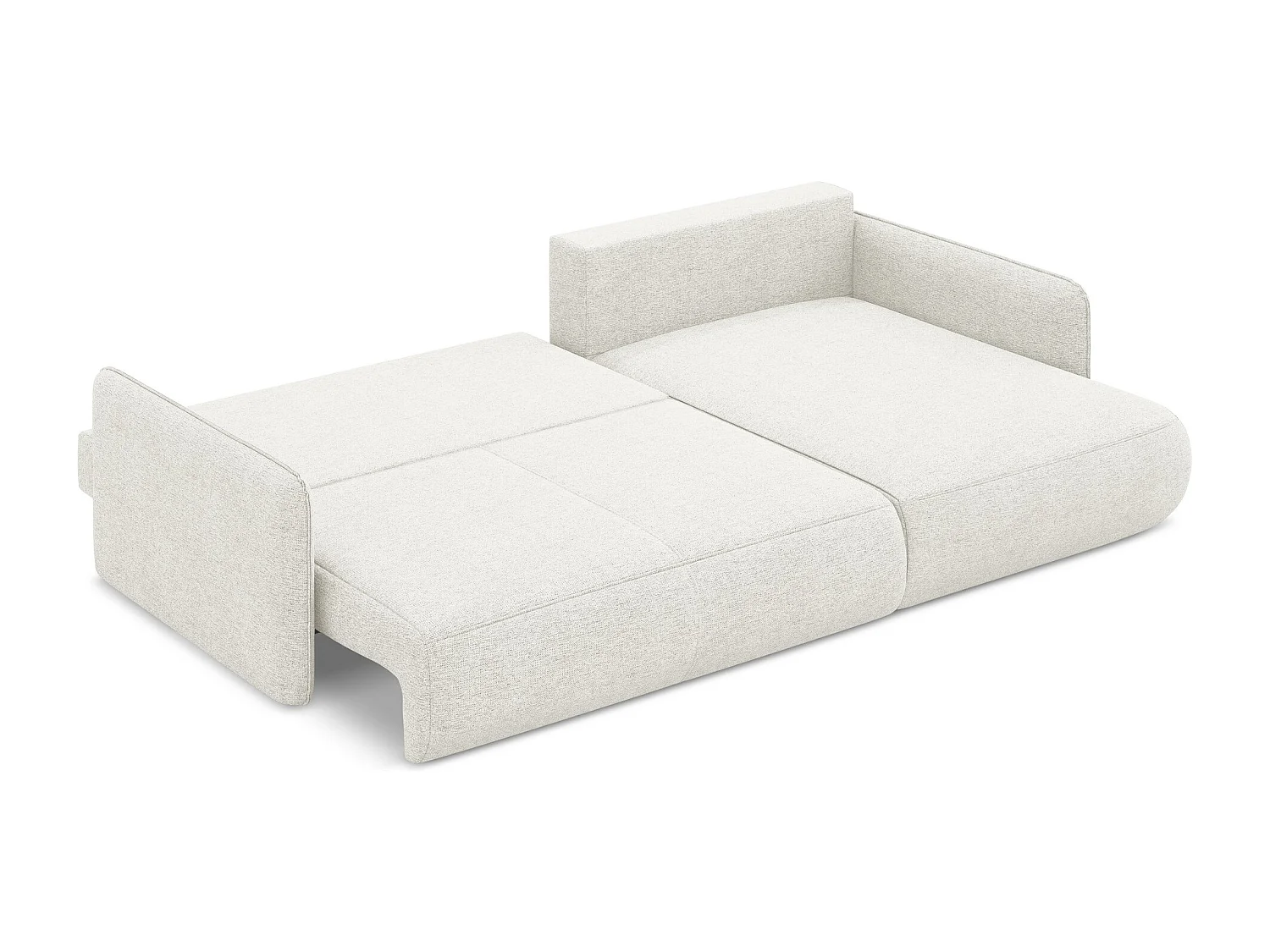Narożnik prawostronny z funkcją spania - z tkaniny szenilowej - biały - NANEA