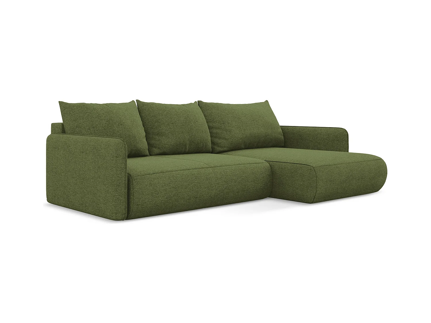 Ecksofa mit Schlaffunktion - Ecke Rechts - Chenille - Flaschengrün - NANEA