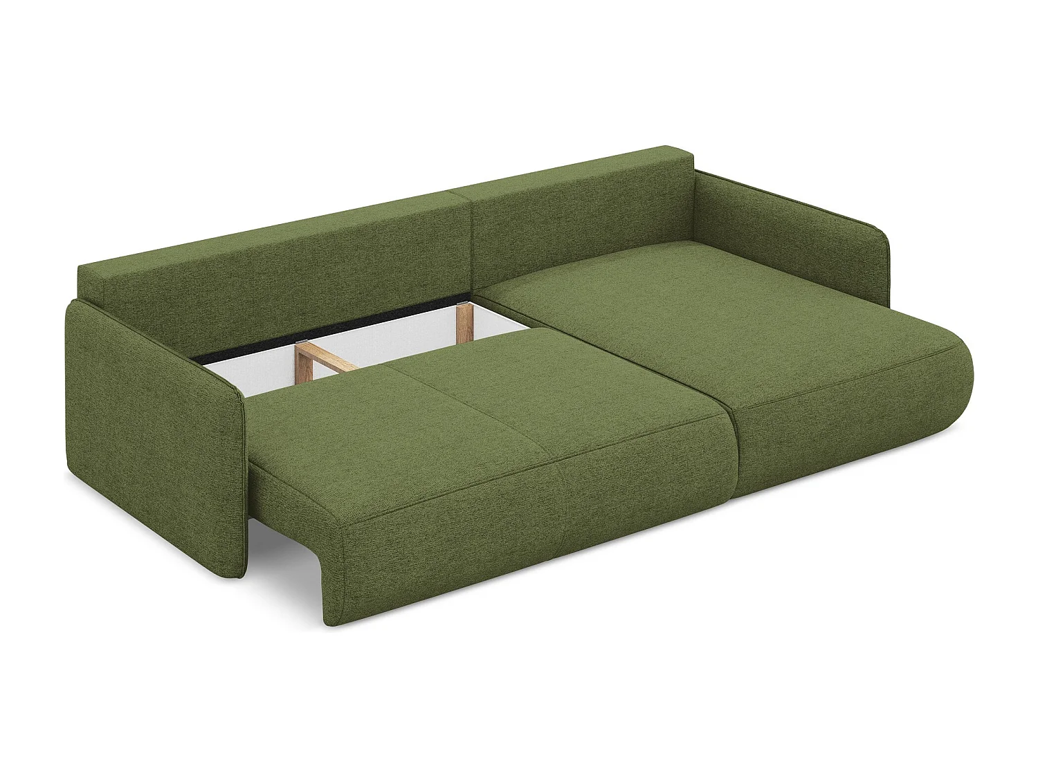 Canapé d’angle 3 places droit convertible en tissu chenille - bouteille verte - NANEA
