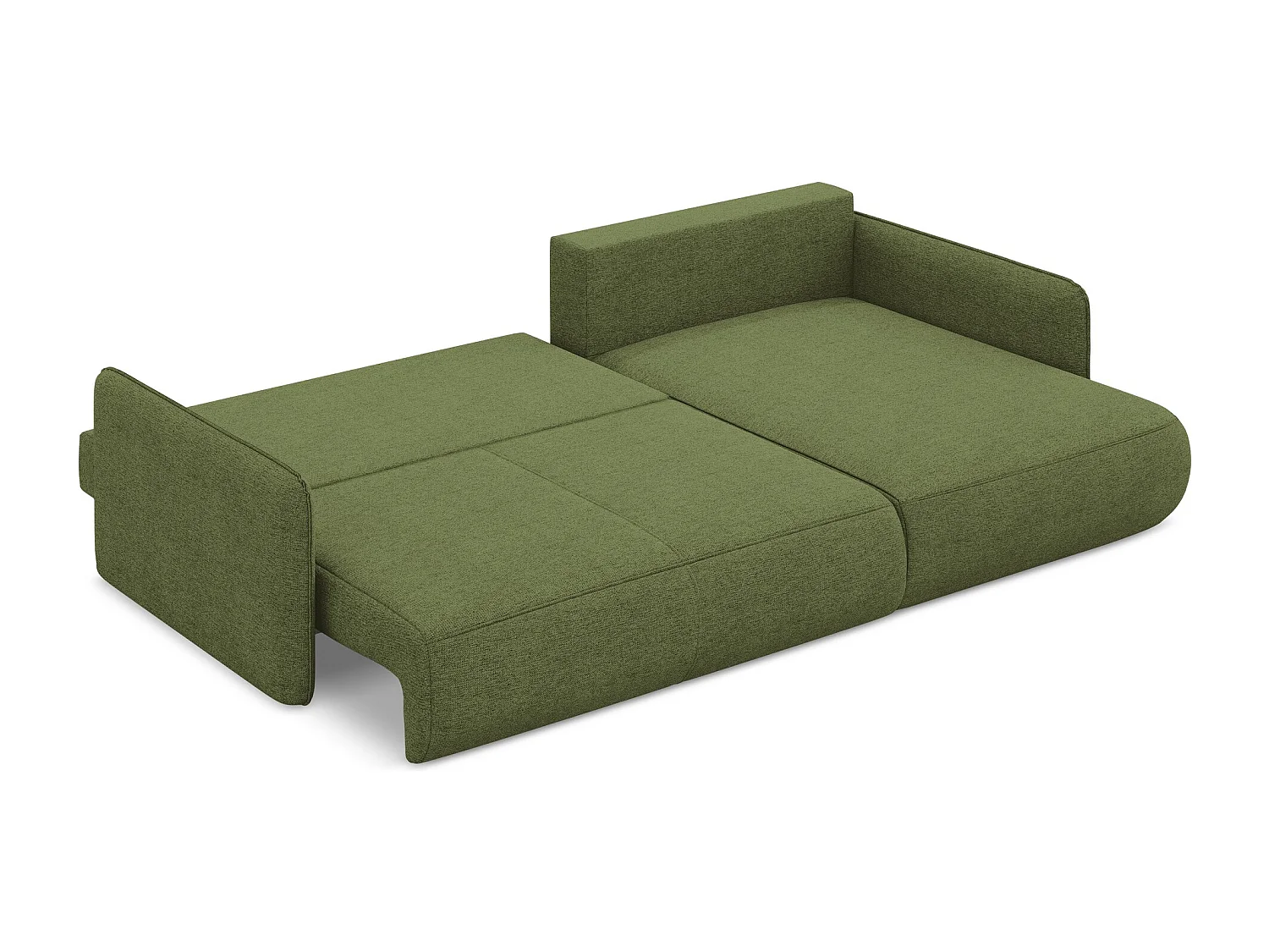 Canapé d’angle 3 places droit convertible en tissu chenille - bouteille verte - NANEA