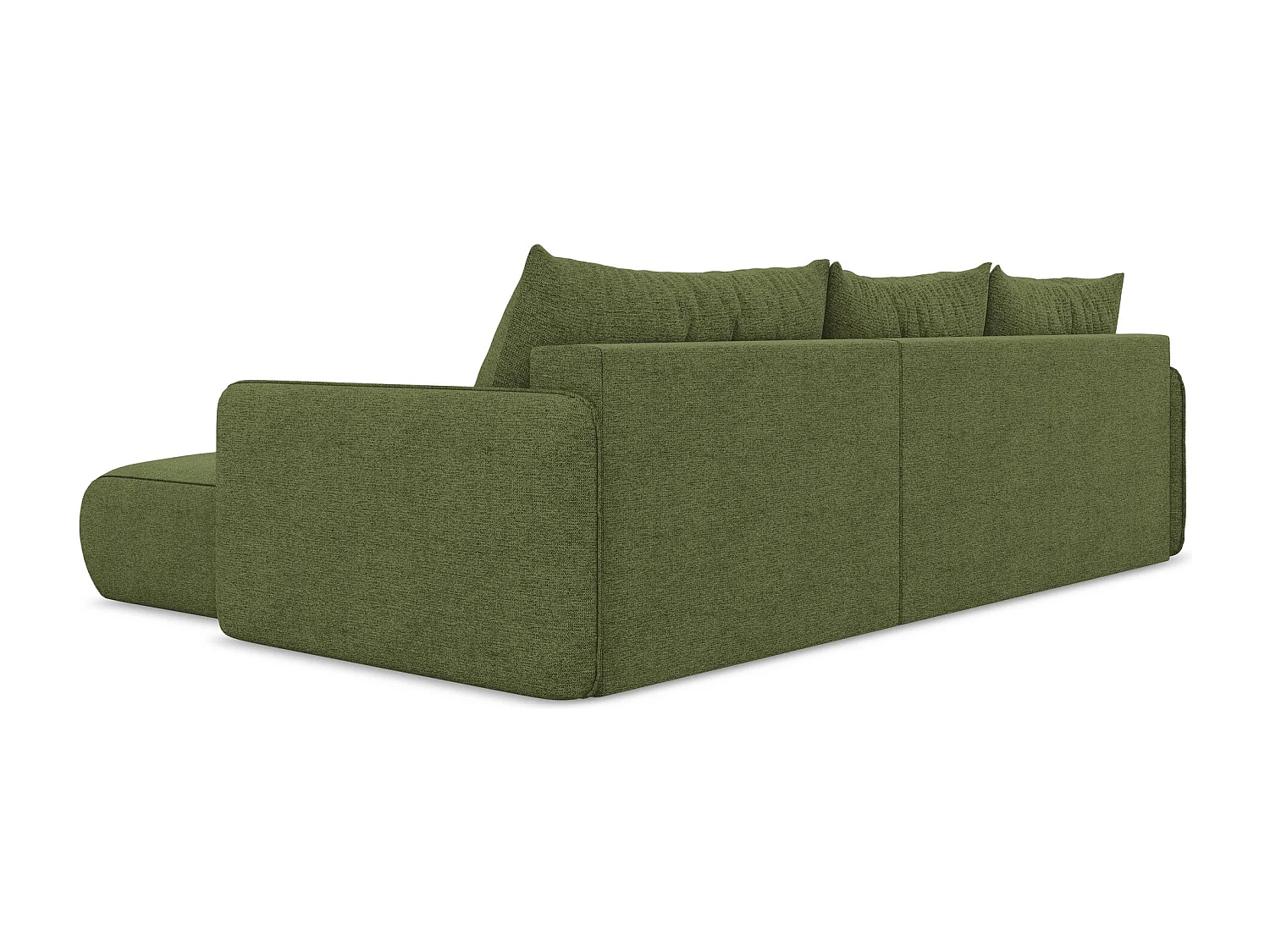 Canapé d’angle 3 places droit convertible en tissu chenille - bouteille verte - NANEA