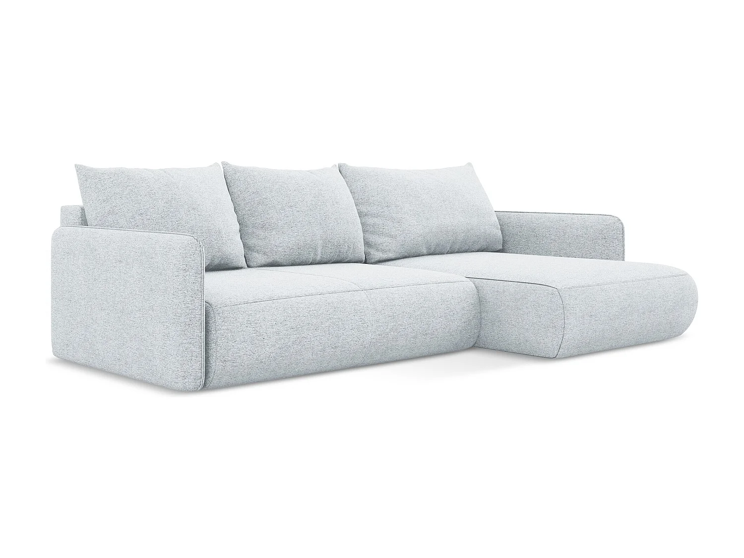 Ecksofa mit Schlaffunktion - Ecke Rechts - Chenille - Hellblau - NANEA